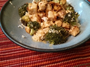 Broccoli, Brown Rice and Tofu with Peanut Sauce